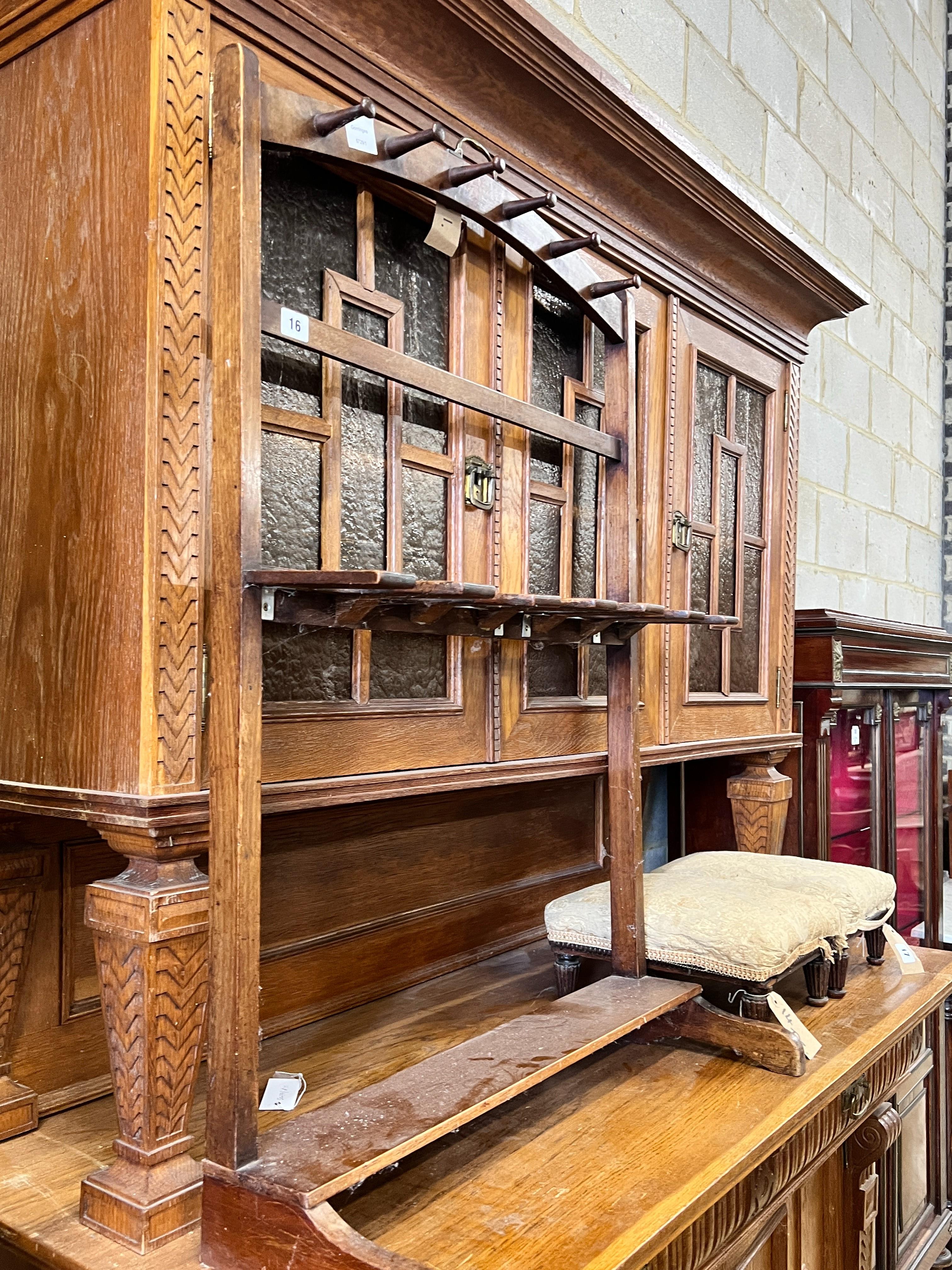 A George III style mahogany boot and whip stand, width 69cm, height 104cm